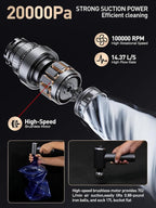 Mini Car Vacuum Portable Cordless, 20000PA Powerful Suction,7800mAh,High Power, LED Light, Dual Filter, Car Vacuum Cleaner & Air Duster for Home, Desk, PC, Keyboard