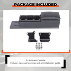 ECOTRIC Center Mini Cup Holder Armrest Console Compatible with 2006-2020 Dodge Charger Police Black Upholstered Middle Cover Storage Box pad Lid Kit Replacement Organizer