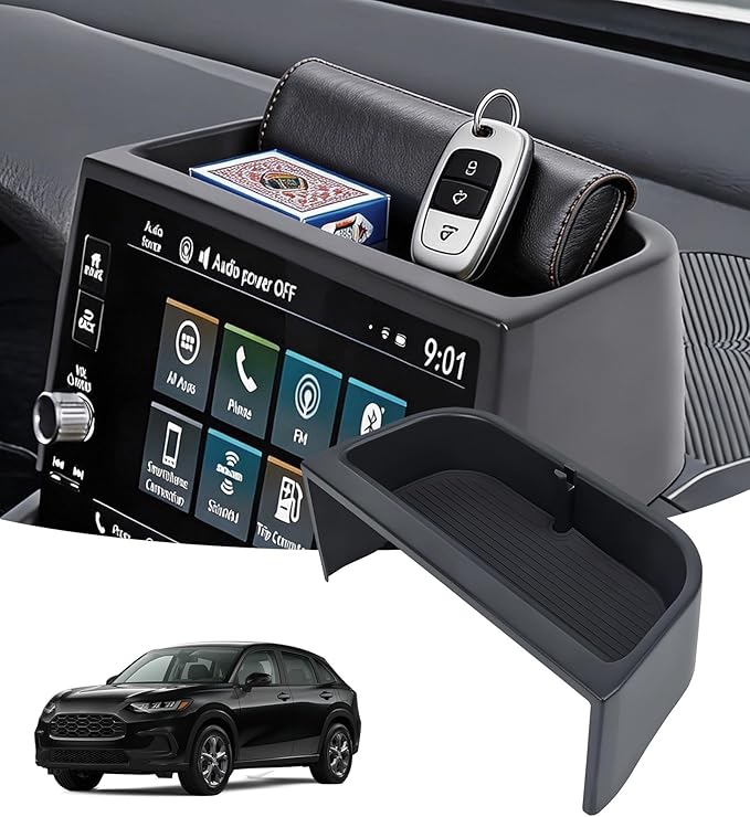 Dashboard Storage Tray Dash Organizer for Honda HRV 2026 2025 2024 2023 (Fits for 7 Inch & 9 Inch Screen) Interior Accessories Center Console Behind Screen Storage Box for 2023-2026 HR-V, Black