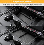 LFOTPP Center Console Organizer for 2025-2026 GMC Yukon (Elevation/AT4) 2PCS Armrest Storage Box Tray ABS Materials& TPE Wirless Mats Storage Box- Only Compatible with Console Without Cover