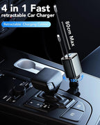 Retractable Car Charger,69W Car Phone Charger USB C Fast Charge,Cigarette Lighter USB Charger Car Accessories for Women,Road Trip Essentials Gift for Men,RV Power Adapter for iPhone 17/16/15/14,Galaxy