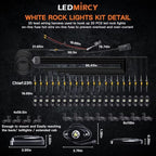 White Rock Lights,LEDMIRCY R1 Pure White LED Rock Lights Kit with Switch Wire Harness 20PCS for Trucks Off Road Boat Underglow Light Trail Rig Lights High Power Under Body Waterproof Shockproof Light