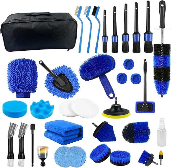 Auto Detailing Brush Kit, 36 Pieces, PP Multipurpose Soft Cleaning Tool Set with Scratch-Free Brushes for Interior, Exterior, Wheels, Dashboard, Seats