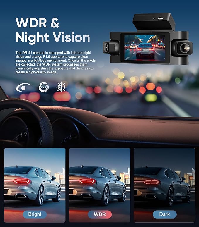 4 Channel Dash Cam Front and Rear Inside Left Right, 1080P Dash Camera for Cars,Car Camera with 3" IPS Screen,Night Vision,Included 64GB Card,Support Optional GPS, 24/7 Recording Parking Mode