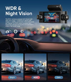 4 Channel Dash Cam Front and Rear Inside Left Right, 1080P Dash Camera for Cars,Car Camera with 3" IPS Screen,Night Vision,Included 64GB Card,Support Optional GPS, 24/7 Recording Parking Mode