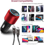 VELOGK Super Fast Type C Car Charger [73W Turbo], Fast Adaptive 55W 45W PPS/PD&QC3.0 USB C Car Adapter[Super Fast Charging 2.0]for Samsung S26/S25 Ultra/S24 Ultra/S23 Ultra/S22+/S21/S20, iPad Pro(Red)
