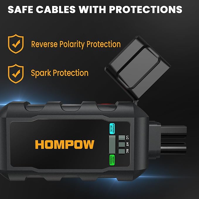 HOMPOW 6000A Car Jump Starter, Portable Car Jumper Starter Battery Pack for All Gas and Up to 12L Diesel Engine, 12V Jump Box with LCD Display, USB Ports and 3 Modes Flashlight