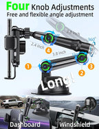 Wireless car Charger Phone Mount Holder for Trucks and Large SUVs, 10-Inch Long Arm 15W Qi2 Fast Charging Heavy Duty Truck Vacuum Phone Holders for Windshield Dashboard, for iPhone Samsung LG