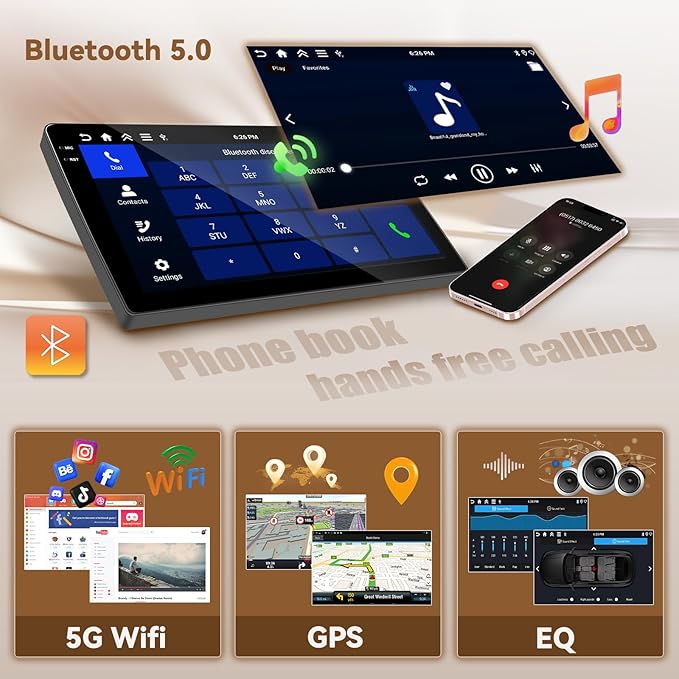 [4+128G] Android 15 Car Stereo for Hyundai Santafe 2006-2012, Hikity 9'' in-Cell Touchscreen Santafe Radio Wireless Carplay Android Auto 5G WiFi Bluetooth 5.0 Mirror Link GPS SWC FM/RDS/EQ Backup Cam