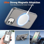 SUPFINE Magnetic for iPhone 12 Case/iPhone 12 Pro Case (Compatible with MagSafe) (Military Grade Drop Protection) Slim Translucent Matte Shockproof with Anti-Fingerprint Phone Case,Gray
