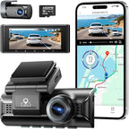 AZDOME ADAS Dash Cam Front and Rear, 4K+2.5K UHD Dash Camera for Cars, 64GB Card Included, Voice Control, Bulit-in 5.8GHz Wi-Fi GPS, 3.19'' IPS Screen Dashcam, Night Vision, 24H Parking Mode M550 Pro