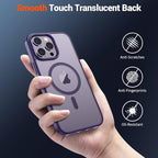 SUPFINE Magnetic for iPhone 15 Pro Max Case (Compatible with MagSafe) (Military Grade Drop Protection) Slim Translucent Matte Shockproof with Anti-Fingerprint Phone Case, Dark Purple