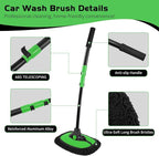 Ordenado 15°Curved Car Wash Brush with Long Handle, 43" Car Cleaning Brush with Extension Pole, Microfiber RV Wash Mop Scratch-Free, Exterior Washer Mop for Washing Roof Truck Camper SUV Caravan Green