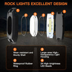 Rock Lights,LEDMIRCY R6 LED Pure White Rock Lights 20PCS with Rocker Switch Wire Harness Kit Super Brigh Luces para Carro for Trucks Off Road ATV SUV High Power Light Waterproof Shockproof