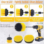 7-Piece Drill Brush Attachment Set, Multi-Purpose Power Scrubber Kit with Extension Rod – Nylon Bristle Brushes for Car, Bathroom, Tile, Grout Cleaning (Fits Most Handheld Drills)