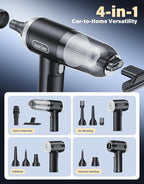 Car Vacuum Portable Cordless, 9000Pa Handheld Vacuum Mini Vacuum Cleaner High Power with Best Suction, 4 in 1 Air Duster Portable Vacuum for Car Keyboard Home Pet Hair with Multi-Nozzles