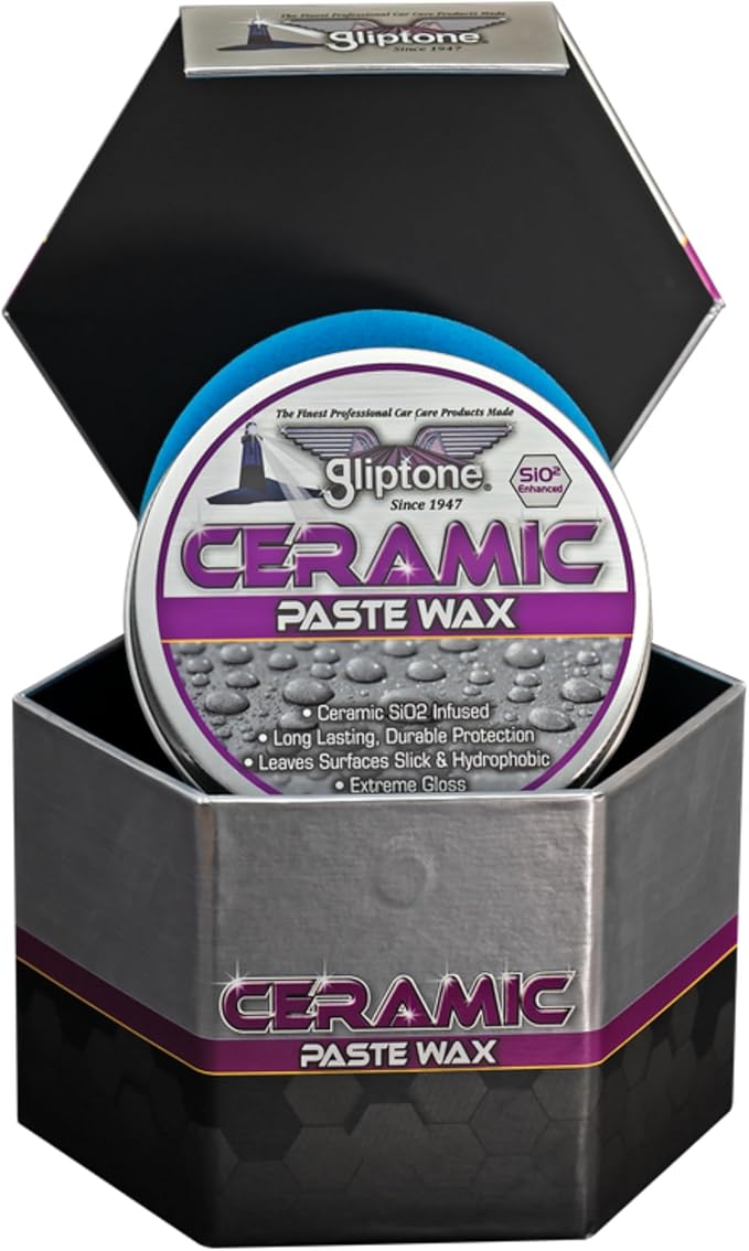 Gliptone Ceramic Paste Wax - Premium Carnauba & SiO2 Hybrid Wax - Deep Gloss, Hydrophobic Shine, Long-Lasting Protection, Easy On/Off, Safe for All Paint Finishes, Made in Small Batches