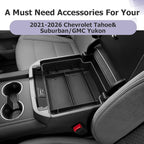 LUWU Console Organizer for 2021-2026 Tahoe & Suburban/GMC Yukon Accessories(ONLY for Standard Console w/Charging Socket) - NOT for Power Sliding Console Center Console Organizer Tray ABS Materials