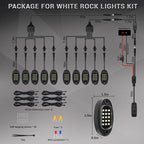 10 Pods Pure White LED Rock Lights with Power Swith Wiring Harness, 6000K Super Bright Waterproof Under Trailer Lighting White Underglow Kit for Trucks Trailer Offroad Pickup SXS ATV UTV