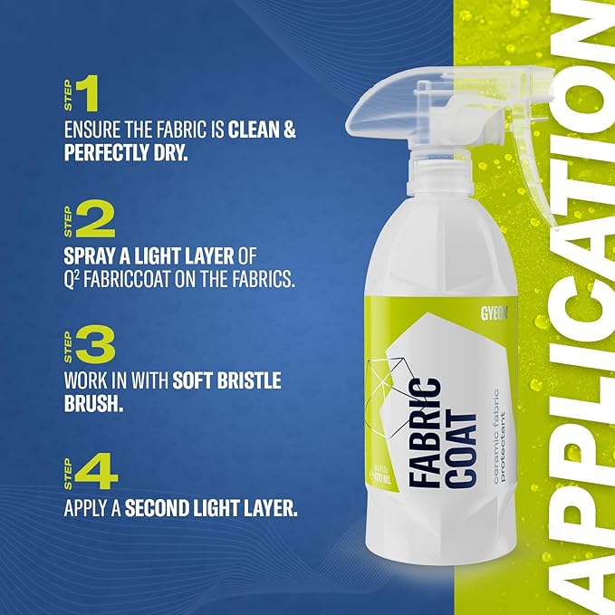Gyeon Quartz Fabric Coat Super‑Hydrophobic UV‑Resistant Ceramic Textile Protectant for Upholstery Carpet Convertible Tops Stain Repellent Self‑Cleaning Long‑Lasting Protection