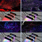 AKEPO 3.2W 6-Hole RGB Headliner Starlight Kit, APP Control Colorful Color Chasing 9.8ft 1080pcs*0.75mm/0.03in Optical Fiber Sound Activated Fiber Optic Lights for Car and Home