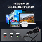 Dash Cam Charger USB C, Dual Port Dashcam Power Adapter with Switch Type C 90 Degree Angled Car Fast Charging Cord for REDTIGER/Vantrue/Garmin GPS Navigator Truck(11.5FT)