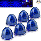 BJZ 6Pcs Blue Watermelon LED Strobe+Constant Marker Lights Dual Function Watermelon-Shaped Side Marker Clearance Tail Top Cap Roof Lights for Trailer Truck Semi-Trailer Heavy-Duty Truck Bus Van