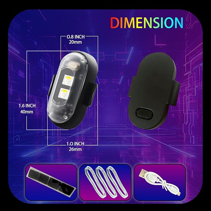 8PCS Wireless Led Aircraft Strobe Lights with Remote, 8 Colors Waterproof Anti-Collision Moto Glow Up Warning Lights,High Brightness Wireless Led Strobe Light Underglow for ebike Car Motorcycle Drone