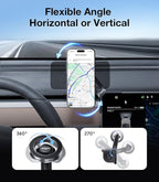 Wigoo Magnetic Phone Mount for Tesla Model 3/Y/S/X Accessories, 【Strongest Magnet & No Blocking View】 Screen Side Magnetic Holder for Magsafe iPhone 17-12 & Android - Clamp (No Glue)
