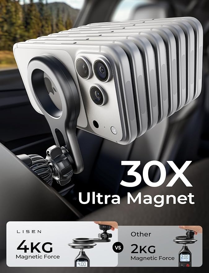 LISEN for MagSafe Car Mount, Magnetic Phone Holder for Car Air Vent Phone Mount, Hands Free Car Phone Mount Phone Holders for Your Car Accessories for Women Men for iPhone 17 Pro Max 16 15 14 13