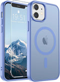 SUPFINE Magnetic for iPhone 12 Case/iPhone 12 Pro Case (Compatible with MagSafe)(Military Grade Drop Protection) Slim Translucent Matte Shockproof with Anti-Fingerprint Phone Case,Blue Purple