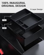 BASENOR 2026 Tesla Model Y Model 3 Armrest Storage Box, Center Console Organizer (Carbon Edition) for Tesla 3 Highland 2024 2025 2026 Model Y 2025 2026 Juniper (Standard/Premium/Performance)
