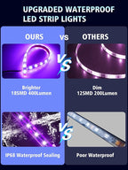 YM E-Bright 4Pcs Led Strip Lights for Car, 12inch Waterproof IP68 Car Underglow Strip Lights Decoration 18SMD 12V Led Interior Exterior Lights Strip for Cars Motorcycles Truck Golf Cart Boat - Pink