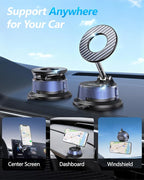 VIPWISE Magnetic Phone Holders for Your Car [89+LBS Suction & 3200gf Magnetic] 360° Adjustable Magsafe Car Phone Mount, Vacuum Suction Cup Car Mount for iPhone 17 Pro Max 16 15 14 13 12 Air Plus