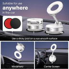 360° Rotatable Vacuum Magnetic Phone Holder, Foldable and Retractable Suction Cup Car Phone Mount for Car/Gym/Mirror/Smooth Surface, Compatible with iPhone Android and All Smartphones (White)