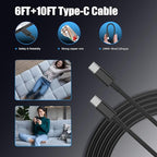 Essri Type C Charger Fast Charging for Samsung Galaxy S25 S24 S23 S22 Note 20,4Pack 25W Super USB C Fast Charger Block with (6ft+10ft) x2 Cables for iPhone 15/16 Pro Max/Plus, Android Phones - Black