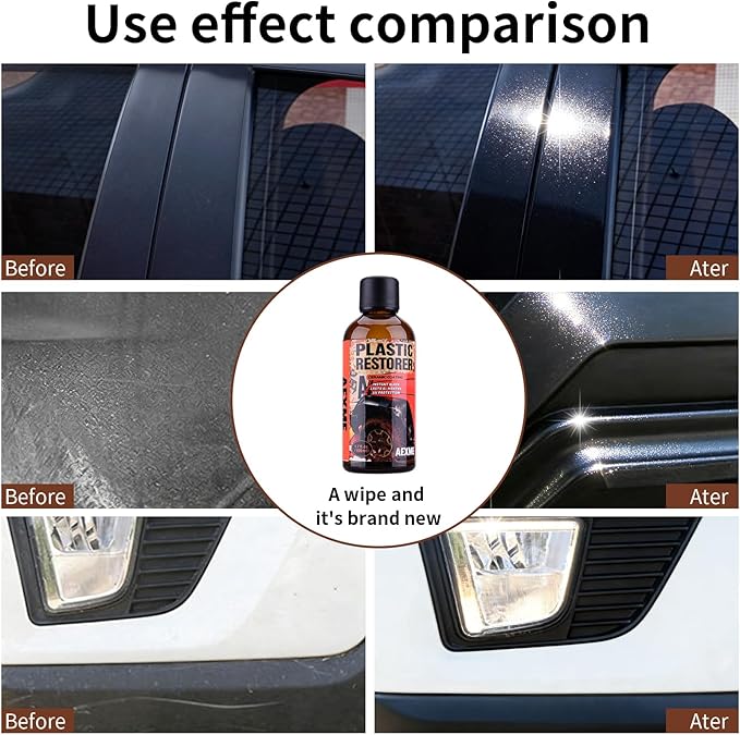 Car Plastic Restorer - Ceramic Crystal Coating Technology, Quickly Repair Fading Bumpers, Plastic and Rubber, Back to Black Shine，Black Trim Restorer with Effects Lasting up to 6 Months