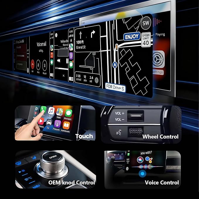 Wireless CarPlay Adapter for Apple iPhone & Android, 2-in-1 Adapter Convert Wired to Wireless Dongle