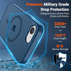 SUPFINE Magnetic for iPhone 17e Case/iPhone 16e Case with Screen Protector (Compatible with MagSafe)(Military Grade Drop Protection) Translucent Matte with Anti-Fingerprint Phone Case,Deep Blue