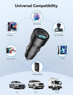 TECKNET USB C Car Charger [2Pack], 48W 2-Port Cigarette Lighter Fast Chargering, PD&QC3.0 USBC Car Charger Adapter Compatible with iPhone 16/15 Plus/15/14/13 Galaxy