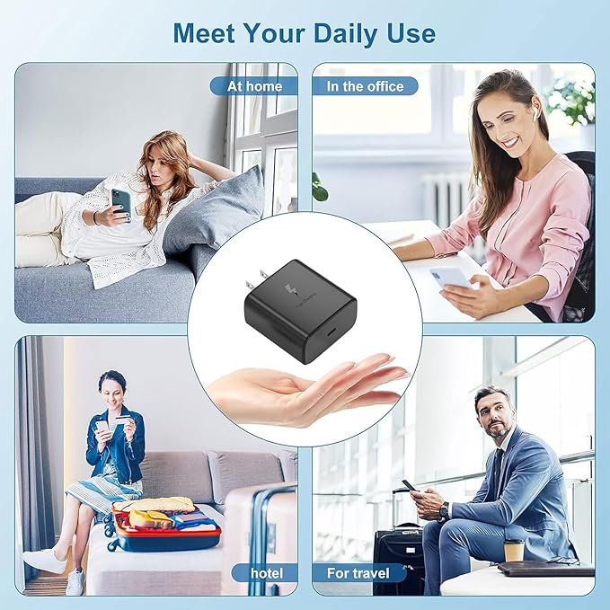45W Fast Charger, USB C Port Adapter, wall-Mounted Cube Charging Block.Type-c Mobile Phone Charger with C to C Cable is Suitable for Samsung S25/S24/S23/S22/S21, Galaxy, and More.