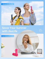 JISULIFE 3 IN 1 Handheld Mini Fan - Portable Fan & Power Bank & Flashlight, 19H Max Cooling, USB Rechargeable, Pocket-Sized for Travel, Cruise, Concerts, Makeup, 2026 Summer Gifts for Women(Fuchsia)