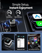 2026 Wireless CarPlay Adapter for iPhone ＆ Android Auto Mini Wired to Wireless Apple Car Play Adapter Plug & Play Compatible for iPhone iOS 10+ Android 11+ with After 2016 Cars