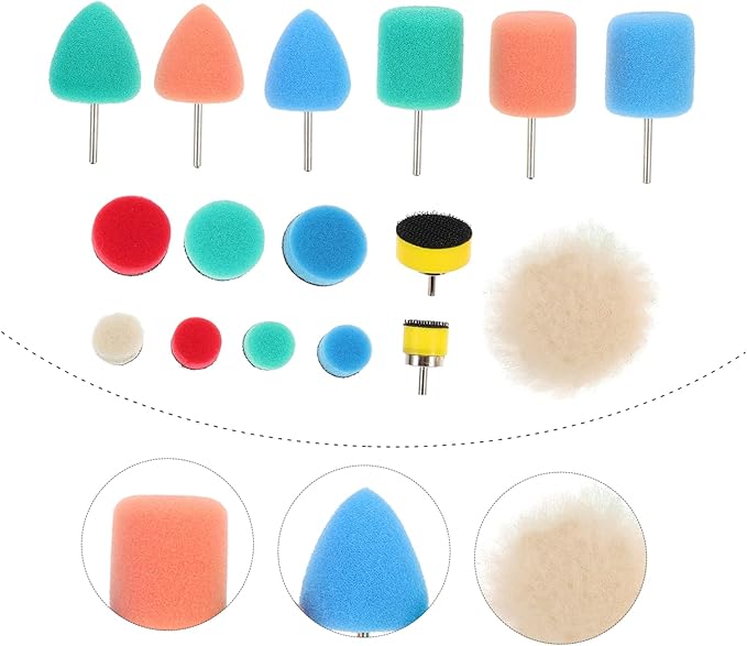 Healifty 4sets Polisher Equipment Car Polishing Pads Sponge Buffing Wheel Drill Kit Car Detailing Pads Kit 16pcs*4