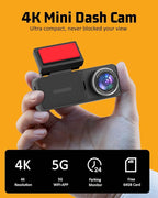 4K Dual Dash Cam Front and Rear, 4K+2K Dashcam with 5GHz WiFi & APP Control, Dash Camera for Cars with 64GB Card, 24H Parking Monitor, Night Vision, Loop Recording, G-Sensor, WDR, 3.2" IPS Screen