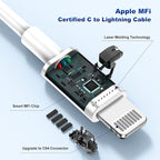 iPhone 14 13 Car Charger, [Apple MFi Certified] 45W Dual Port USB C Rapid Apple Car Adapter with 6ft Type C to Lightning Cable Fast Charging for iPhone 14 Pro/14 Pro Max/14 Plus/13/12/11/X/XS/SE,iPad