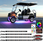 4PCS Golf Cart Underglow LED Light Kit with Built-in 12V-80V Voltage Reducer, APP & Remote Control, Sound Active Music Sync, IP67 Waterproof, Battery Drain Protect, for EZGO Yamaha Club Car