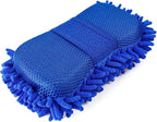 Microfiber Car Wash Sponge, Scratch-Free Vehicle Washing Mitt with Chenille & Mesh Sides, Highly Absorbent Sponge Lint-Free Cleaning Tool for Car Washing & Detailing (Blue)
