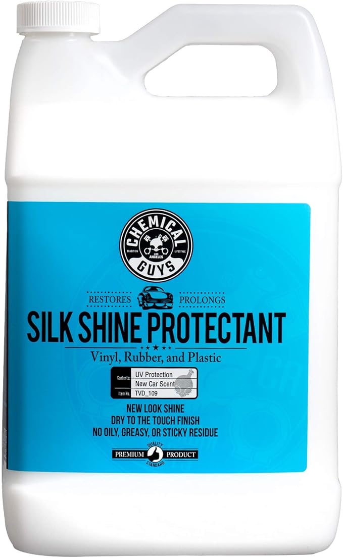 Chemical Guys Silk Shine Tire and Trim Dressing and Protectant – Non-Greasy Vinyl, Plastic & Rubber Spray, Plastic Restorer for Cars – Restores Shine for Cars, Trucks, Motorcycles, RVs, 128 oz