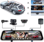 L09 12" 4K Mirror Dash Cam and Backup Camera with Front and Rear Dual Cameras, Built-in GPS, Wi-Fi, Loop Recording, G-Sensor, WDR, and HDR Night Vision, Includes 128GB Memory Card